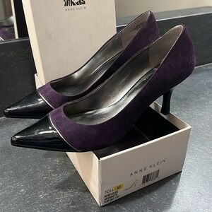 Anne Klein Henrietta Purple/Black Patent Pumps, Size 10.5